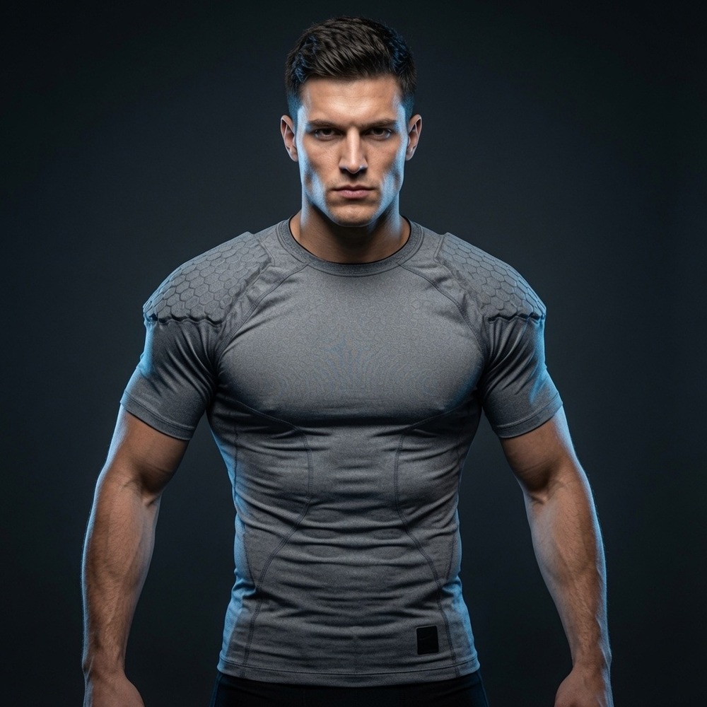 Nike Pro Combat Hyperstrong Padded Compression Shirt Mens XL Gray Short Sleeve